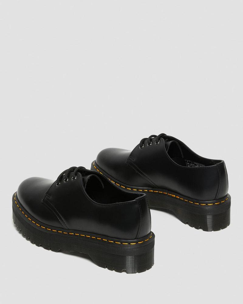 Black Women's Dr Martens 1461 Smooth Leather Platform Shoes | CA 390DFM